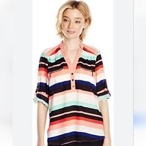 Pink Buttoned Polo Collar Blouse